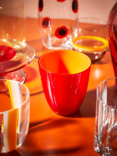 Carlo Moretti Pirus Murano Glass Tumbler In Red