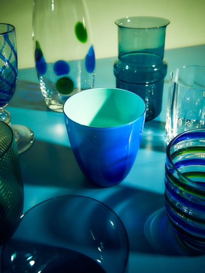 Carlo Moretti Pirus Murano Glass Tumbler In Blue