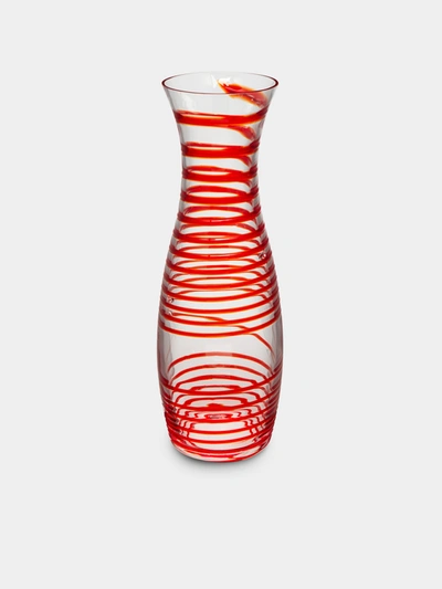 Carlo Moretti Spiral Murano Glass Decanter In Red