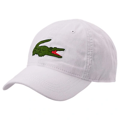 Lacoste Big Croc Gabardine Strapback Hat In White