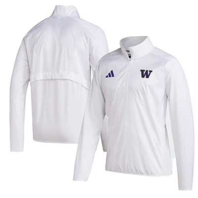 Adidas Originals Adidas White Washington Huskies Sideline Aeroready Raglan Sleeve Quarter-zip Jacket