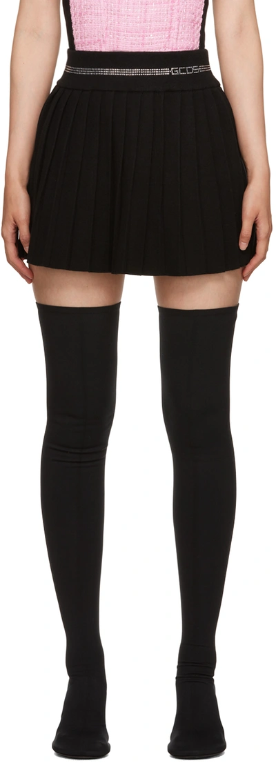 Gcds Bling Pleated Miniskirt In 02 Black