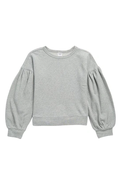 Melrose And Market Kids' Gather Sleeve Pullover In Grey Heather