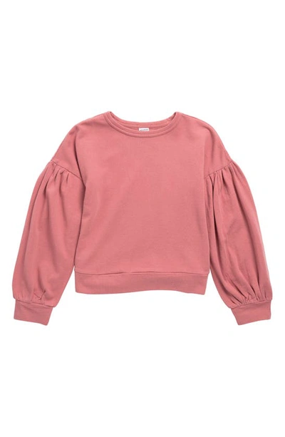 Melrose And Market Kids' Gather Sleeve Pullover In Pink Compact