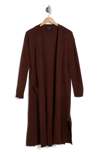 Rachel Rachel Roy Notched Collar Open Front Cardigan In Bitter Chocolate