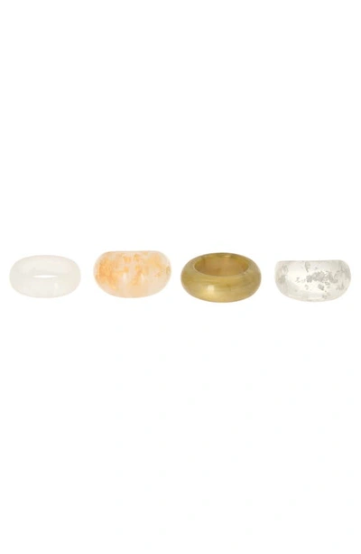 Melrose And Market Pack Of Four Resin Rings In Clear- Gold