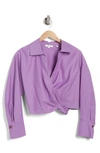 Vince Collar Wrap Tie Blouse In Heliotrope