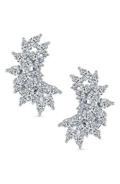 Bling Jewelry Cz Cluster Clip-on Earrings In Clear