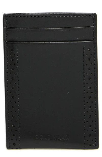 Cole Haan Brogue Card Case In Black