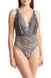 Wishlist Lace Bodysuit In Charcoal