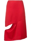 Maison Margiela Satin Asymmetric Skirt With Cut-out In Rosso