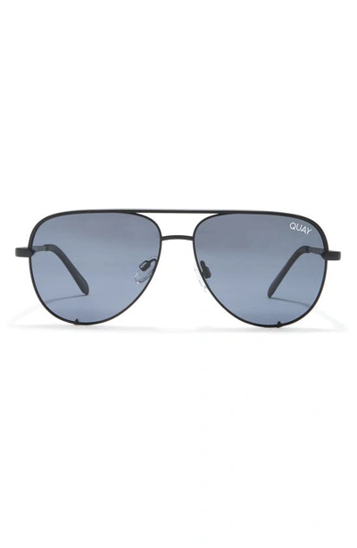 Quay High Key 50mm Micro Aviator Polarized Sunglasses In Black / Smoke Polarized