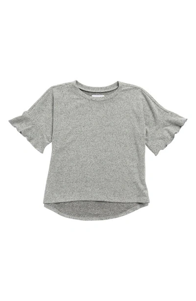 Melrose And Market Kids' Cozy Ruffle Sleeve Knit Top In Grey Heather