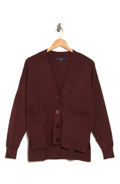 Rachel Rachel Roy V neck Button Front High low Cardigan In Bitter Chocolate ModeSens