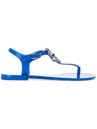 Dolce & Gabbana Embellished Thong Strap Sandals In Blue