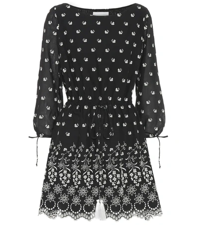 Athena Procopiou Moonbeams Embroidered Cotton Mini Dress In Black