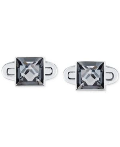 Swarovski Men's Stainless Steel Gray Crystal Cufflinks In Silver