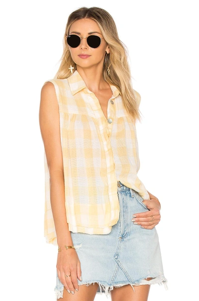 Free People Hey There Sunrise Button Front Shirt In Yellow
