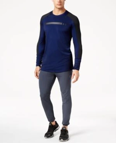 Under Armour Men's Perpetual Metallic-logo Long-sleeve T-shirt In Blue