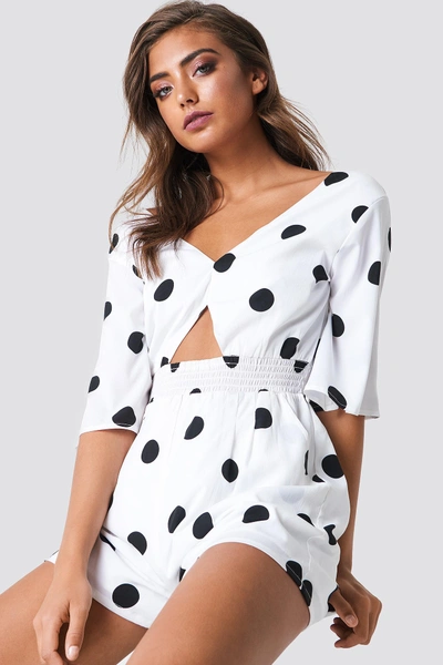Na-kd Cut Out Detail Playsuit - White,multicolor In White/black Dot