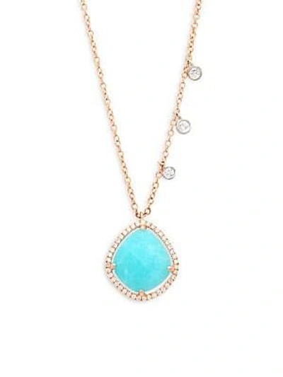 Meira T 14k White Gold & Blue Amazon Pendant Necklace