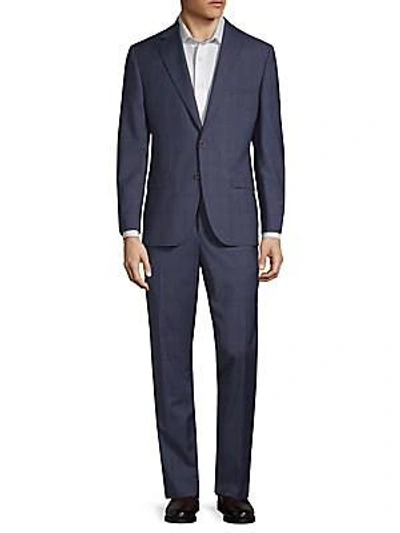 Jack Victor Classic Fit Windowpane Wool Suit In Navy