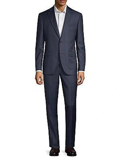 Jack Victor Classic Fit Windowpane Wool Suit In Navy