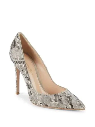 Gianvito Rossi Embellished Leather Pumps In Soft Grey