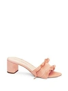 Loeffler Randall Vera Ruffled Suede Block Heel Slides In Rose Quartz