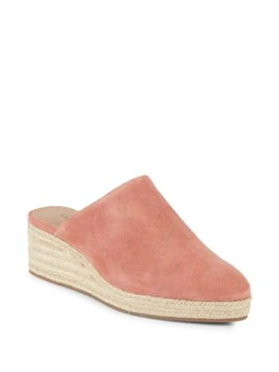 Lucky Brand Lidwina Suede Espadrilles Wedge Mules In Light Pink