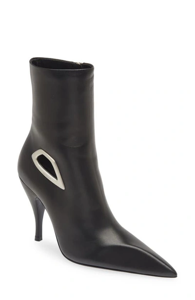 Off-white Crescent Pointed Toe Bootie In Black
