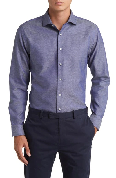 Nordstrom Trim Fit Dress Shirt In Navy Blazer Micro Crossweave | ModeSens