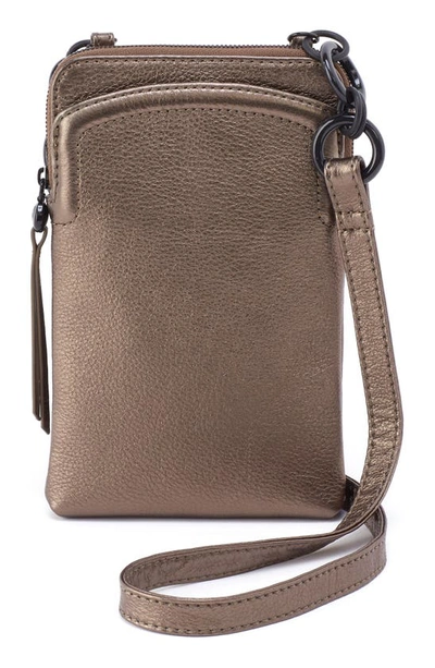 Hobo Nila Leather Phone Crossbody Bag In Pewter