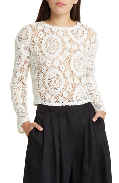 Mango Cotton Blend Lace Top In White