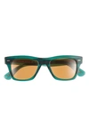 Oliver Peoples 49mm Polarized Square Sunglasses In Translucent Dark Teal