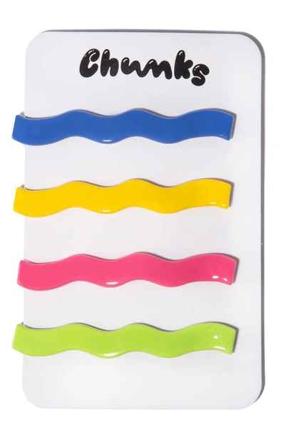 Chunks Shannons Waves Assorted 4-pack Slide Barrettes In Green Multi