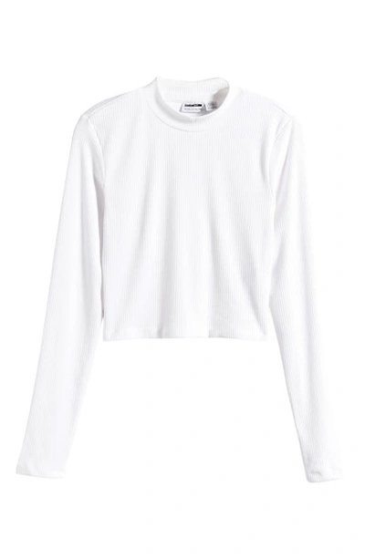 Noisy May Diane Long Sleeve Crop Top In Bright White