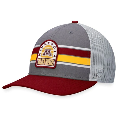 Top Of The World Men's  Gray, Maroon Minnesota Golden Gophers Aurora Trucker Adjustable Hat In Gray,maroon