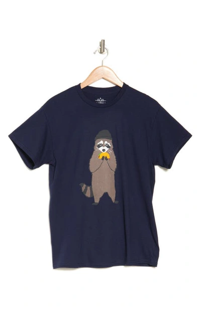 Altru Taco Raccoon Cotton Graphic T-shirt In Navy