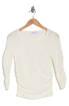Renee C Ruched Sleeve Knit Top In Ivory