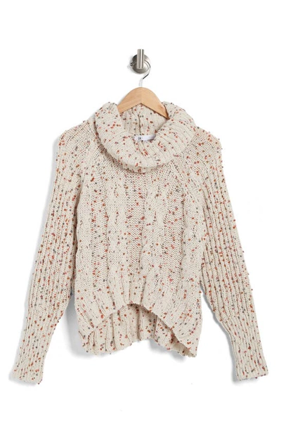 Dr2 By Daniel Rainn Turtleneck Crop High-low Sweater In O634 Ivory