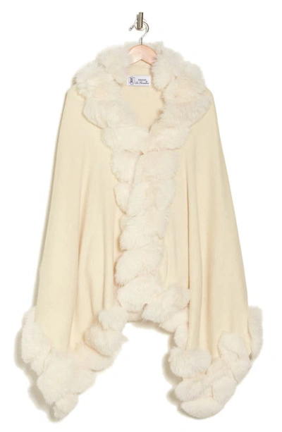 La Fiorentina Faux Fur Trimmed Wrap In White