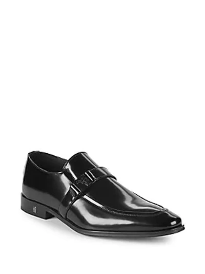 Versace Patent Leather Loafers In Black