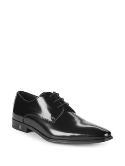 Versace Patent Leather Derby Shoes In Black