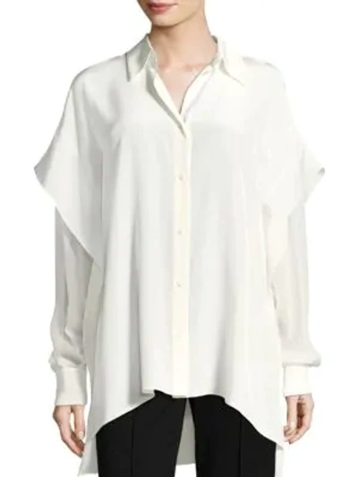 Diane Von Furstenberg Draped Silk Shirt In Ivory