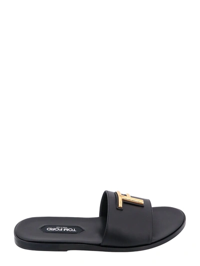 Tom Ford Leather Sandals In Black