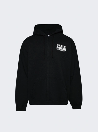 Vetements Brain Power Zip-up Hoodie In Black
