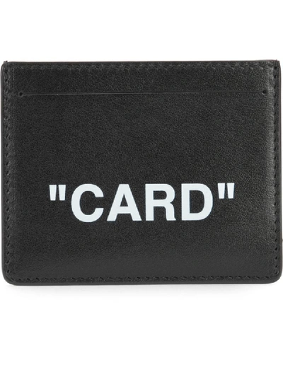 Off-white Quote Leather Card Holder In Black