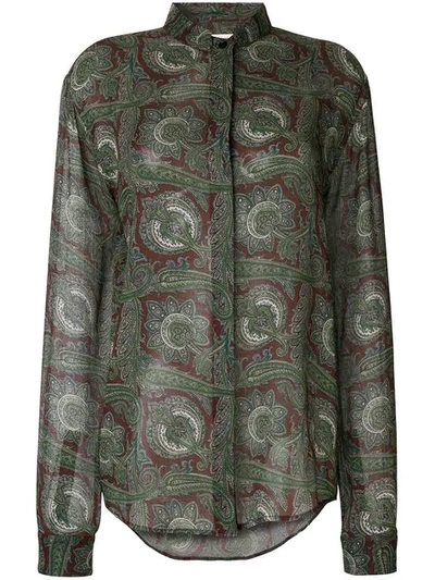 Saint Laurent Paisley Print Button Front Shirt In Golden