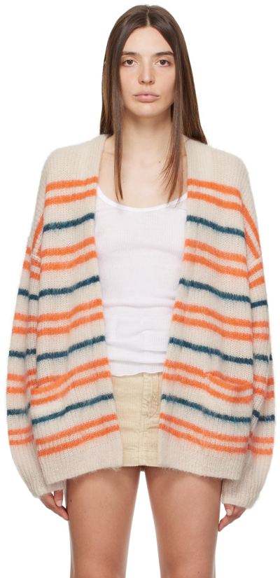 Isabel Marant Étoile Dana Striped Brushed Mohair-blend Cardigan In 60tl Teal